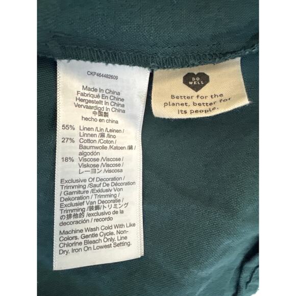 Madewell Embroidered Linen-Blend Flutter-Sleeve Mini Dress green pink medium - Picture 12 of 13